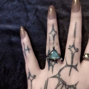 Rare Bloodmilk Moirai ring size 4 in Labradorite, absolutely gorgeous